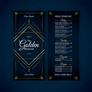 Printed folded menus