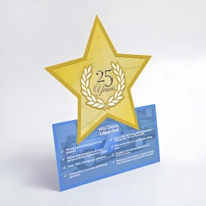 Die cut, shaped, printed strut card