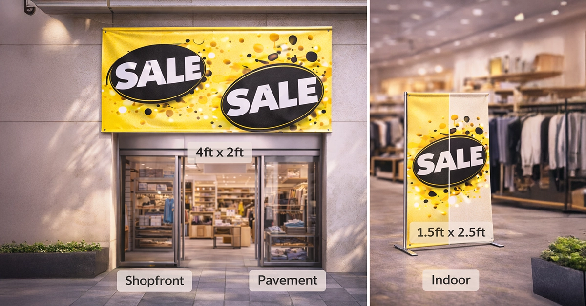 Recommended Banner Sizes for Shopfronts, Pavements and Indoor Displays