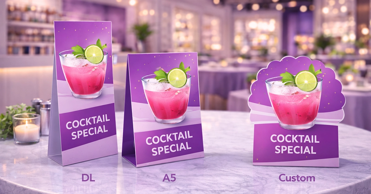 Table Talker Sizes Explained: DL vs A5 vs Custom Shapes